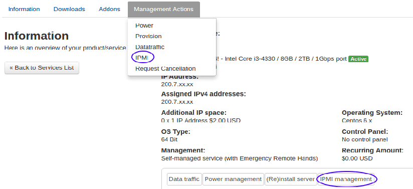 Using IPMI for administrating a server